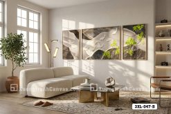 3XL 047 B Tranh Canvas Thiên Nhiên Trừu Tượng Tông Đất Beige Phong Cách Wabi Sabi m1