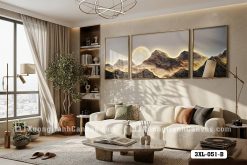 3XL 051 B Tranh Canvas Dãy Núi Vàng Dưới Ánh Trăng Sang Trọng Đẳng Cấp m2