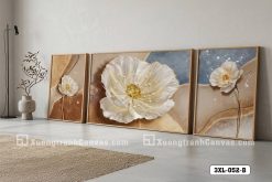 3XL 052 B Tranh Canvas Hoa Vàng Sang Trọng Tông Nâu Ấm Hiện Đại Cho Phòng Khách m1