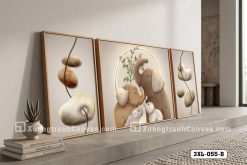 3XL 055 B Tranh Canvas Gia Đình Voi Bình An Tông Màu Beige Ấm Áp Hiện Đại m1