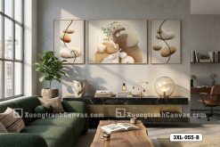 3XL 055 B Tranh Canvas Gia Đình Voi Bình An Tông Màu Beige Ấm Áp Hiện Đại m2
