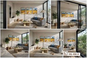 Tranh phong cảnh đồng quê - Khúc ca thanh bình đánh thức mọi cảm xúc thăng hoa 3XL 056 B m5 bo tranh phong canh dong que da khung hinh khong gian mo xuongtranhcanvas