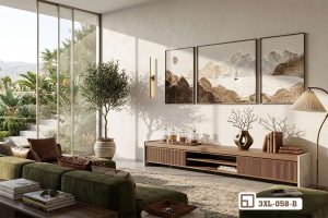 Tranh phong cảnh núi non - Kiến tạo không gian sống thượng lưu đầy kiêu hãnh 3XL 058 B m2 bo tranh phong canh nui non treo phong khach rong sang trong xuongtranhcanvas