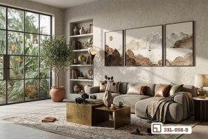 Tranh phong cảnh núi non - Kiến tạo không gian sống thượng lưu đầy kiêu hãnh 3XL 058 B m8 tranh phong canh nui non nghe thuat duong dai goc mo rong xuongtranhcanvas