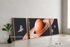 3XL 091 A Tranh Canvas Vũ Trụ Phi Hành Gia Nghệ Thuật Hiện Đại Decor Phòng Khách m1