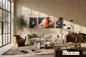 Tranh phi hành gia vũ trụ - Khám phá dải ngân hà kỳ bí ngay trong phòng khách 3XL 091 A m3 tranh phi hanh gia vu tru goc nhin can canh sofa da cao cap xuongtranhcanvas