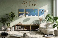 Tranh Canvas Vũ Trụ Phi Hành Gia Và Hệ Mặt Trời Cho Phòng Bé Mã-3XL-095-A 3XL 095 A Tranh Canvas Vũ Trụ Phi Hành Gia Và Hệ Mặt Trời Cho Phòng Bé m3