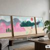 Tranh Canvas Núi Non Đa Sắc Tông Hồng Xanh Phong Cách Pop Art Hiện Đại Mã-3XL-096-A 3XL 096 A Tranh Canvas Núi Non Đa Sắc Tông Hồng Xanh Phong Cách Pop Art Hiện Đại m1