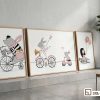 Tranh thỏ hồng đạp xe - Thế giới cổ tích ngọt ngào cho không gian sống 3XL 097 A m1 tranh tho hong dap xe kho lon dat san phong khach xuongtranhcanvas