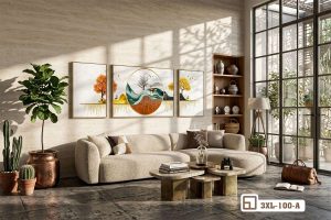 Tranh phong cảnh mùa thu - Vẻ đẹp kiêu sa và tĩnh lặng của thiên nhiên 3XL 100 A m2 bo tranh phong canh mua thu goc nghieng tinh te ton vinh phong khach hien dai xuongtranhcanvas