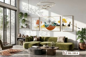 Tranh phong cảnh mùa thu - Vẻ đẹp kiêu sa và tĩnh lặng của thiên nhiên 3XL 100 A m3 tranh phong canh mua thu phoi canh sofa xanh mint diem nhan thanh lich xuongtranhcanvas