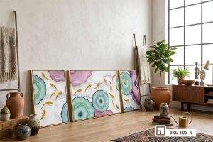 Tranh cá chép vàng phong thủy - Biểu tượng tài lộc và vượng khí cho gia chủ 3XL 102 A m4 set tranh ca chep vang trung bay nghe thuat tu do xuongtranhcanvas
