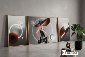 3XL 108 A m1 tranh thieu nu doi mu phong cach hien dai kho lon cho phong khach xuongtranhcanvas