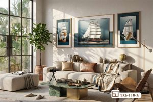 Tranh thuyền buồm phong thủy - Thuận buồm xuôi gió dẫn lối thành công rực rỡ 3XL 116 A m3 tranh canvas thuyen buom phong thuy nghe thuat goc phong khach xuongtranhcanvas