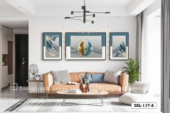 3XL 117 A Tranh Canvas Nghệ Thuật Lông Vũ Xanh Teal Decor Luxury Phòng Khách m4