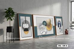 3XL 128 A Tranh Canvas Hình Học Trừu Tượng Xanh Teal Decor Nội Thất Tối Giản m1