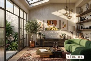 Tranh cô gái hướng dương - Nét đẹp rạng ngời thắp sáng không gian sống 3XL 129 A m2 bo tranh co gai huong duong treo tuong phong khach rong xuongtranhcanvas