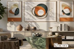 Tranh hình học đối xứng - Dấu ấn đương đại kiến tạo không gian mở 3XL 135 A m6 tranh hinh hoc doi xung phoi canh khong gian mo xuongtranhcanvas