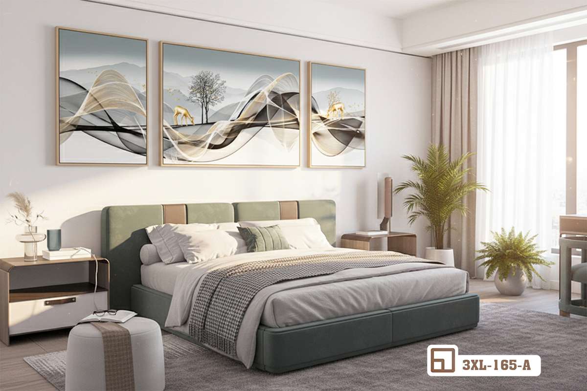 tranh đồi núi uốn lượn nghệ thuật trang trí không gian phòng ngủ sang trọng và ấm cúng không gian phòng ngủ ấm cúng và sang trọng điểm tô bộ tranh đồi núi uốn lượn nghệ thuật