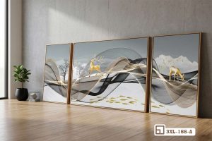 3XL 166 A m1 tranh huou vang phong thuy bo lon treo phong khach rong xuongtranhcanvas