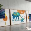 Tranh gia đình voi phong thủy - Điểm nhấn vương giả đánh thức tài lộc và hạnh phúc 3XL 168 A m1 tranh gia dinh voi phong thuy hien dai khung go moc dat san xuongtranhcanvas