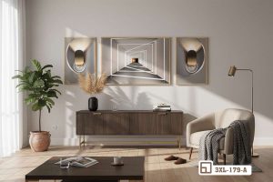 Tranh hình học không gian - Dấu ấn kiến trúc tương lai định hình gu thẩm mỹ đỉnh cao 3XL 179 A m3 tranh hinh hoc khong gian goc nhin tu phong an sang trong xuongtranhcanvas