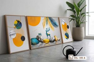 3XL 185 A m1 tranh treo tuong huou vang long vu dat san be tong toi gian xuongtranhcanvas