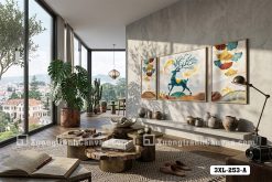 Tranh Canvas Tuần Lộc Và Lá Bạch Quả Vàng Xanh Sang Trọng Mã-3XL-253-A 3XL 253 A Tranh Canvas Tuần Lộc Và Lá Bạch Quả Vàng Xanh Sang Trọng m4