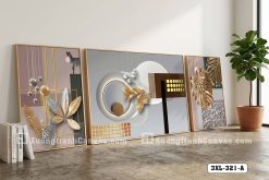 3XL 321 A Tranh Canvas Hiện Đại Trừu Tượng Gold Leaf Decor Sang Trọng m1