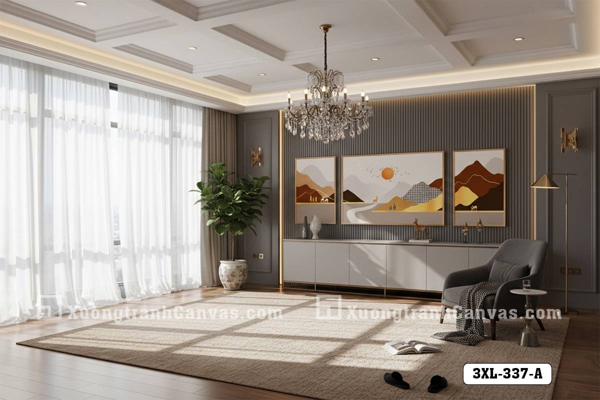Tranh Canvas Nghệ Thuật Phong Cảnh Trừu Tượng Minimalist Tông Vàng Đất Hiện Đại Mã-3XL-337-A Tranh Canvas Nghệ Thuật Phong Cảnh Trừu Tượng Minimalist Tông Vàng Đất Hiện Đại