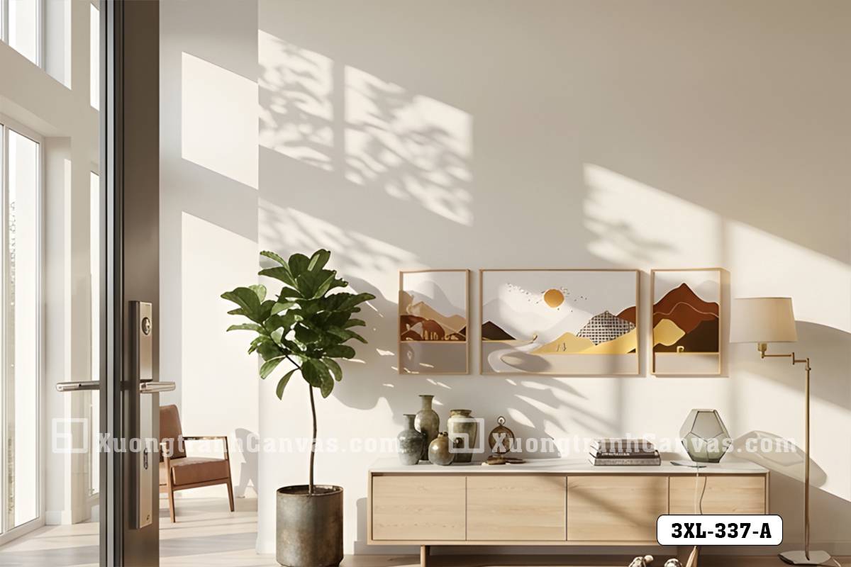 Tranh Canvas Nghệ Thuật Phong Cảnh Trừu Tượng Minimalist Tông Vàng Đất Hiện Đại Mã-3XL-337-A Tranh Canvas Nghệ Thuật Phong Cảnh Trừu Tượng Minimalist Tông Vàng Đất Hiện Đại