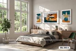 3XL 343 A Tranh Canvas Trừu Tượng Geometric Sắc Cam Xanh Đối Lập Hiện Đại m2