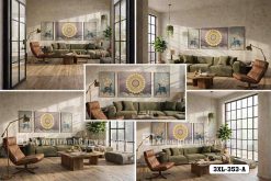 3XL 353 A Tranh Canvas Hươu Thần Và Mandala Tông Tím Vàng Sang Trọng Indochine m5