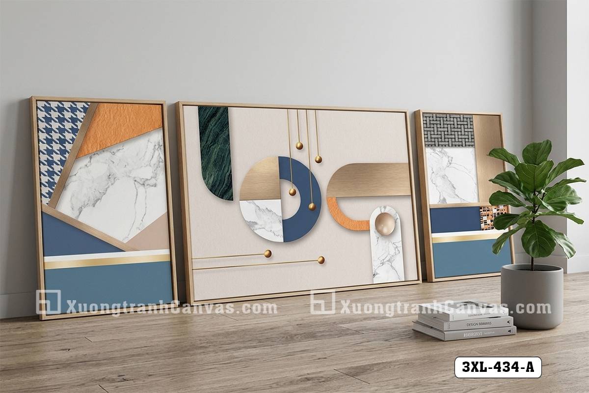 Tranh Canvas Hình Học Bauhaus Trừu Tượng Phối Màu Hiện Đại Trung Tính Mã-3XL-434-A Tranh Canvas Hình Học Bauhaus Trừu Tượng Phối Màu Hiện Đại Trung Tính