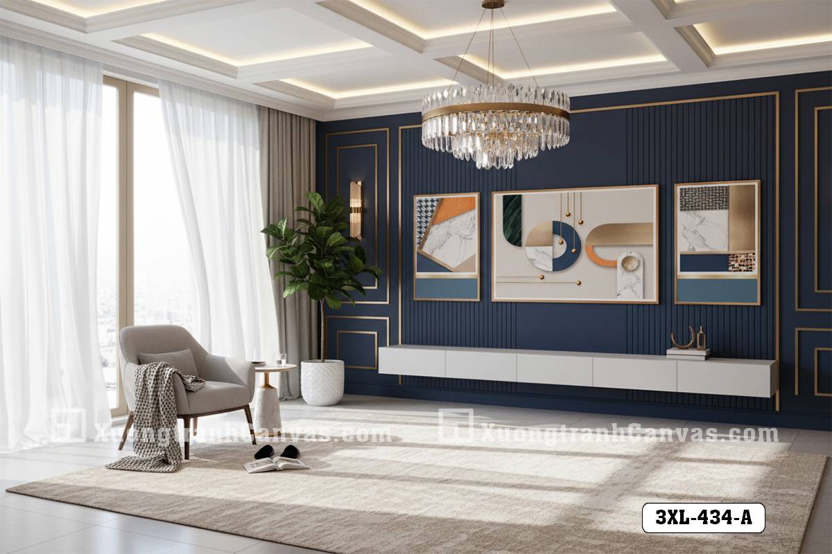 Tranh Canvas Hình Học Bauhaus Trừu Tượng Phối Màu Hiện Đại Trung Tính Mã-3XL-434-A Tranh Canvas Hình Học Bauhaus Trừu Tượng Phối Màu Hiện Đại Trung Tính