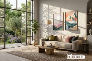 Tranh phong cảnh núi non - Khúc ca hùng vĩ chạm đến cảm xúc thăng hoa của nghệ thuật B2 003 B1 m3 bo tranh phong canh nui non khung go sang goc nha kinh xuongtranhcanvas