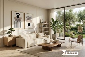 Tranh hình học tối giản - Bản giao hưởng của đường nét và không gian sang trọng B2 006 D1 m2 bo tranh hinh hoc toi gian treo tuong phong khach hien dai tran ngap nang xuongtranhcanvas