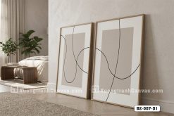 B2 007 D1 Tranh Canvas Nghệ Thuật Trừu Tượng Line Art Tông Beige Tối Giản Hiện Đại m1
