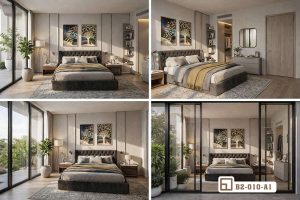 Tranh hươu vàng nghệ thuật - Biểu tượng của sự thịnh vượng và tài lộc tỏa sáng rực rỡ trong từng góc nhìn. B2 010 A1 m5 bo tranh huou vang nghe thuat goc nhin da chieu khong gian biet thu mo xuongtranhcanvas