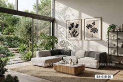 B2 015 D1 Tranh Canvas Hoa Sen Tulip Đen Trắng Nghệ Thuật Minimalism Bắc Âu m3