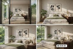 B2 015 D1 Tranh Canvas Hoa Sen Tulip Đen Trắng Nghệ Thuật Minimalism Bắc Âu m5