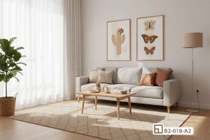 Khám phá bộ tranh xương rồng và cánh bướm - Đánh thức không gian sống bằng hơi thở thiên nhiên mộc mạc và đầy nghệ thuật. B2 018 A2 m6 tranh xuong rong va canh buom phong khach sofa cao cap xuongtranhcanvas