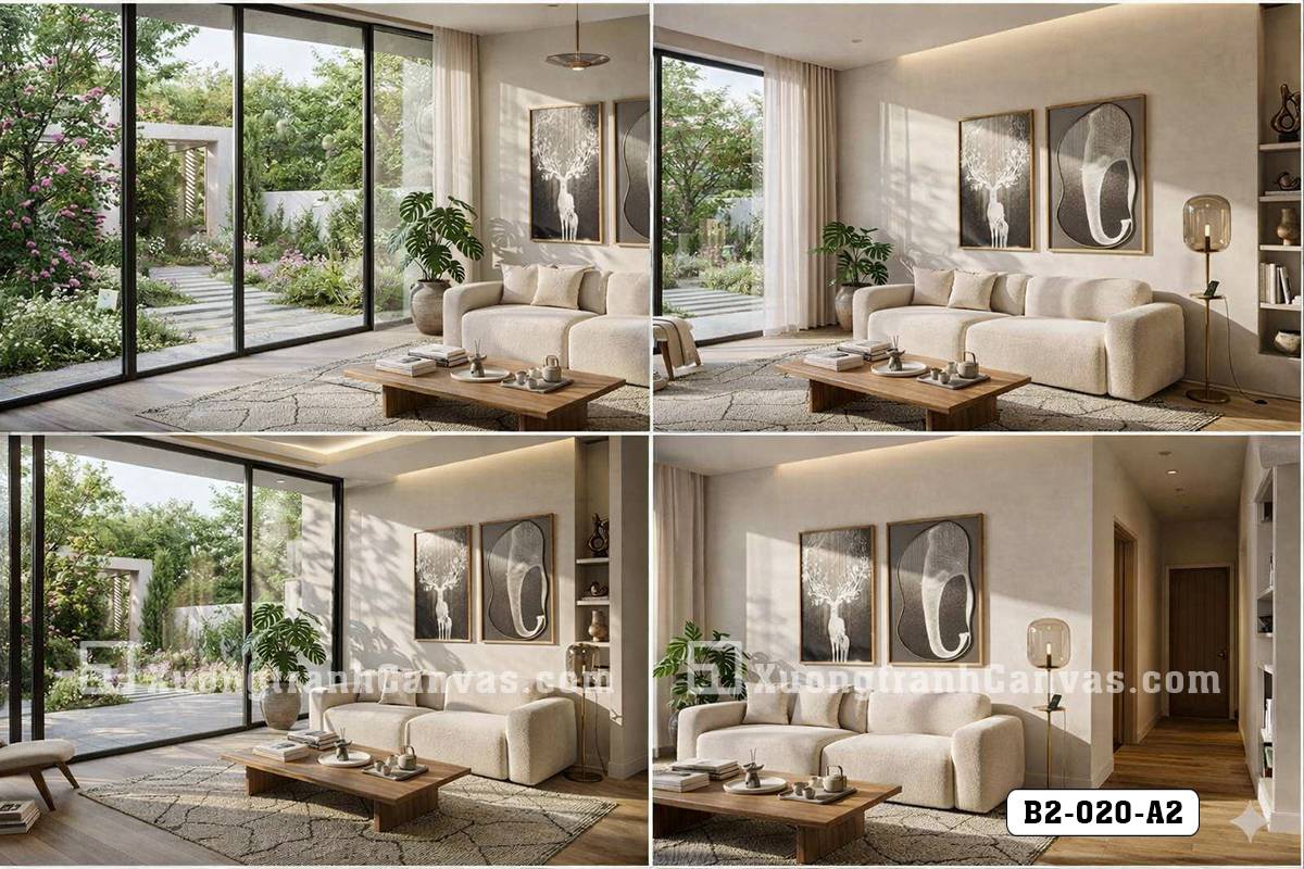 Tranh Canvas Hươu Trắng Nghệ Thuật X-Ray Tông Đen Xám Sang Trọng Mã-B2-020-A2 Tranh Canvas Hươu Trắng Nghệ Thuật X-Ray Tông Đen Xám Sang Trọng