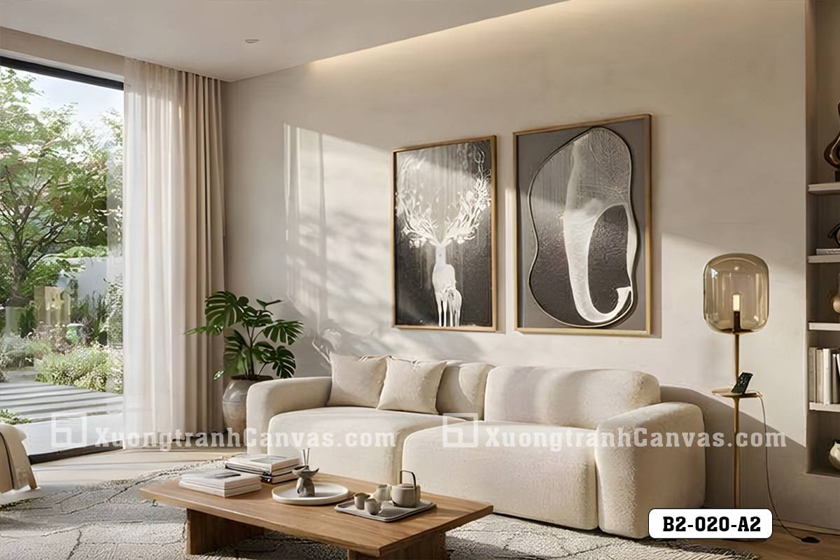 Tranh Canvas Hươu Trắng Nghệ Thuật X-Ray Tông Đen Xám Sang Trọng Mã-B2-020-A2 Tranh Canvas Hươu Trắng Nghệ Thuật X-Ray Tông Đen Xám Sang Trọng