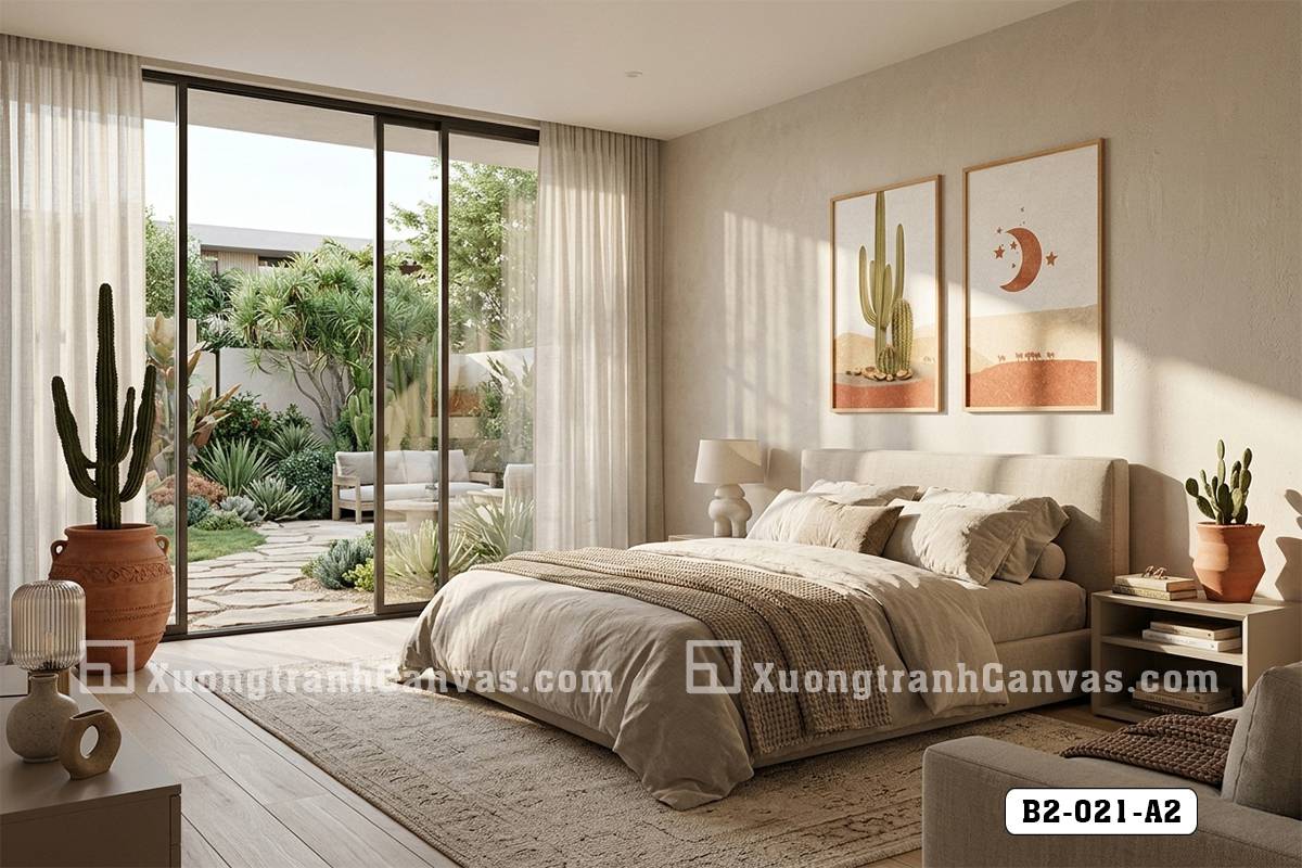 Tranh Canvas Sa Mạc Tông Cam Đất Boho Trang Trí Nội Thất Mã-B2-021-A2 Tranh Canvas Sa Mạc Tông Cam Đất Boho Trang Trí Nội Thất