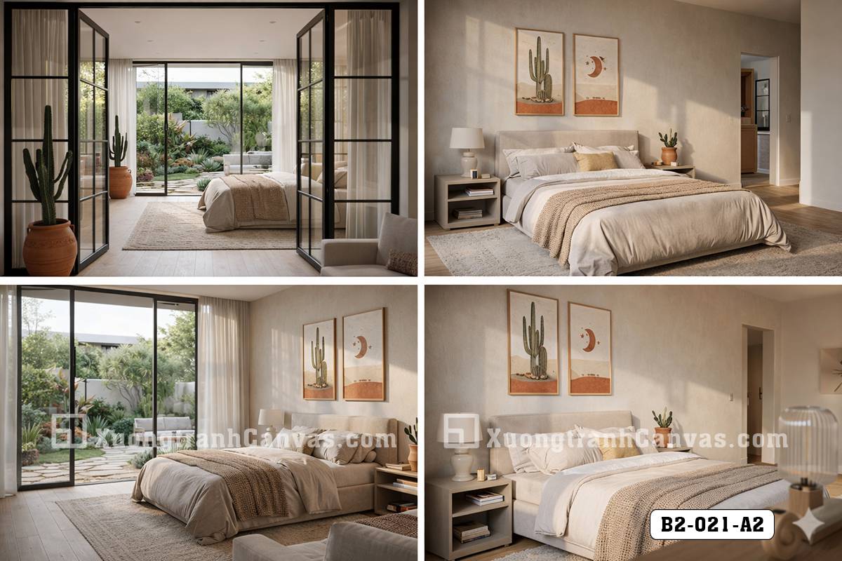 Tranh Canvas Sa Mạc Tông Cam Đất Boho Trang Trí Nội Thất Mã-B2-021-A2 Tranh Canvas Sa Mạc Tông Cam Đất Boho Trang Trí Nội Thất