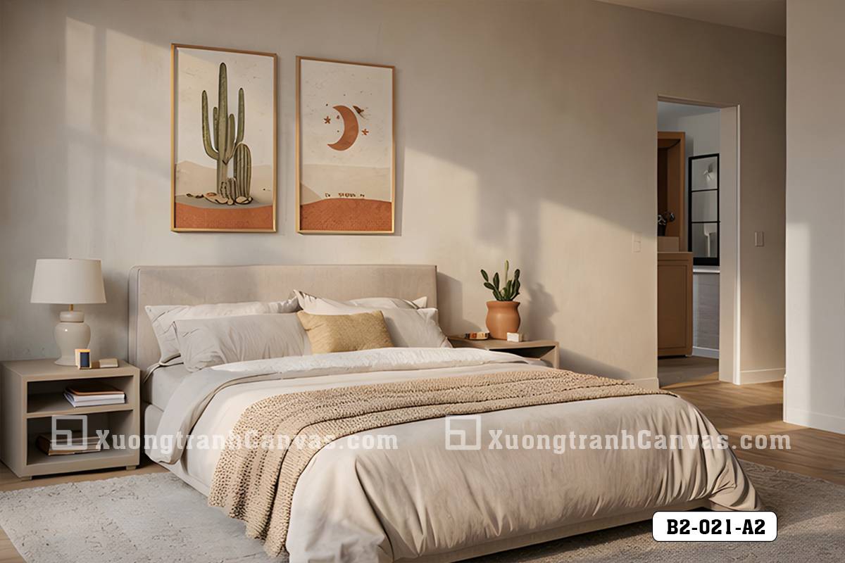 Tranh Canvas Sa Mạc Tông Cam Đất Boho Trang Trí Nội Thất Mã-B2-021-A2 Tranh Canvas Sa Mạc Tông Cam Đất Boho Trang Trí Nội Thất