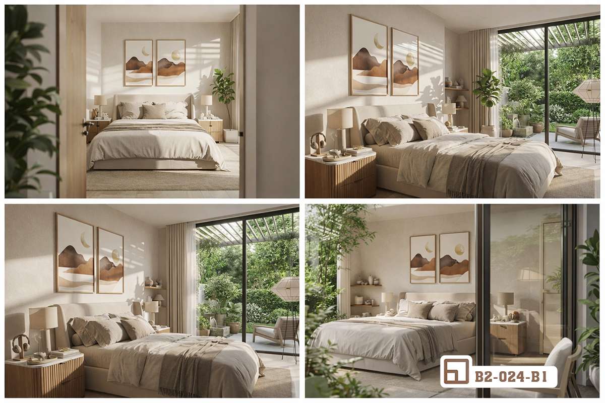 bộ tranh mặt trăng góc nhìn cận cảnh không gian phòng ngủ ấm áp Cận cảnh chi tiết bộ tranh phong cảnh mặt trăng trang trí trong không gian phòng ngủ master sang trọng