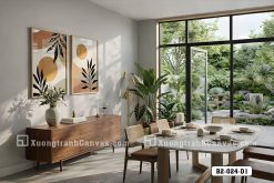 B2 024 D1 Tranh Canvas Boho Nhật Hiện Đại Nghệ Thuật Hình Khối Mặt Trời Cam Đất m6