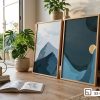 Tranh ngọn núi hoàng hôn tĩnh lặng - Chạm đến cảm xúc thăng hoa với nét đẹp nghệ thuật đỉnh cao và sang trọng B2 025 B1 m1 tranh nui non hoang hon dat san go moc mac goc phong hien dai xuongtranhcanvas